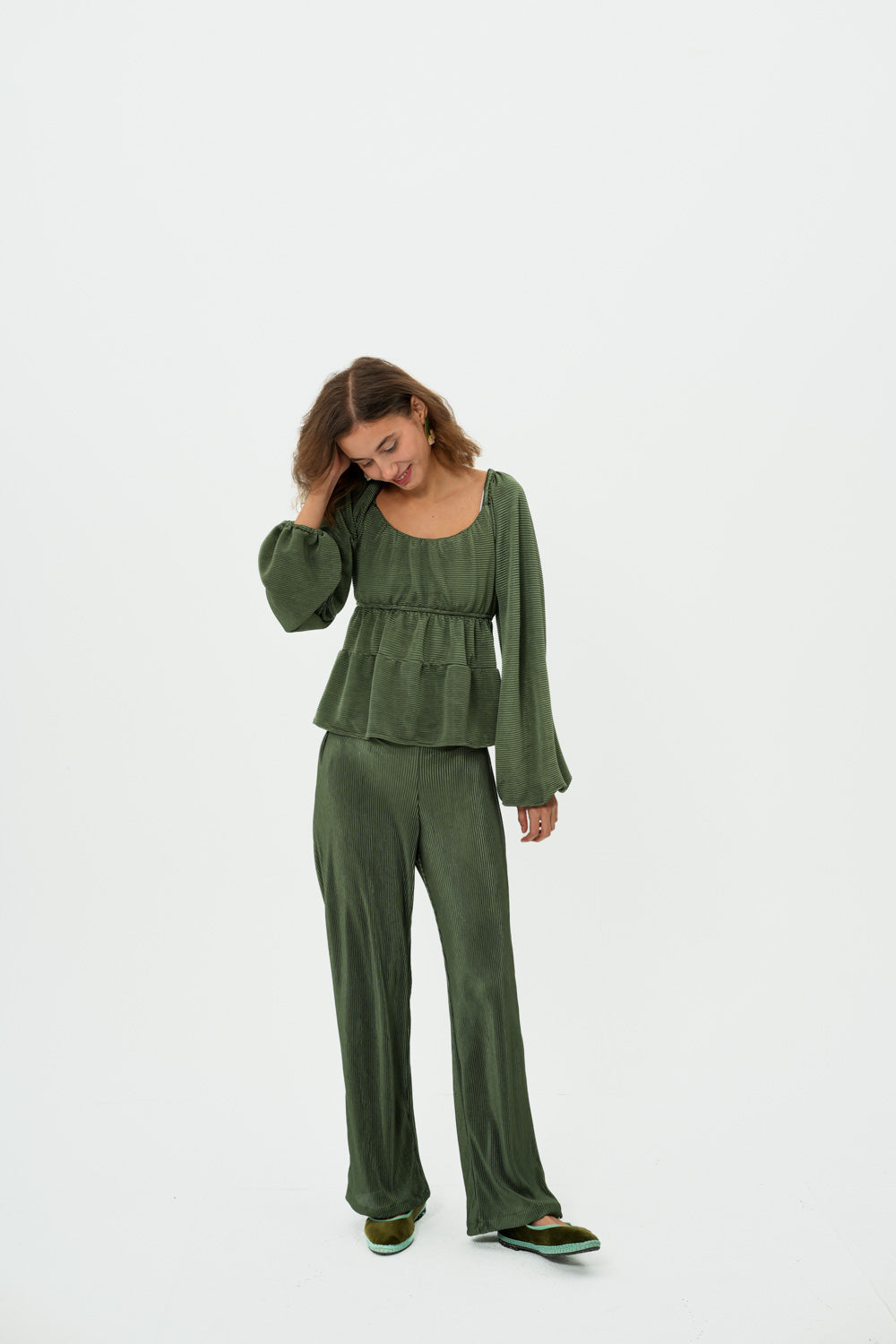 Pleated Top in Pickle