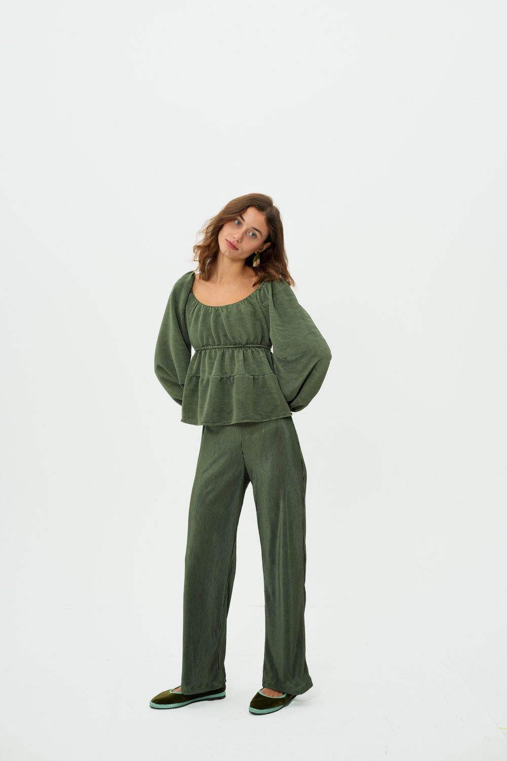 Pleated Top in Pickle